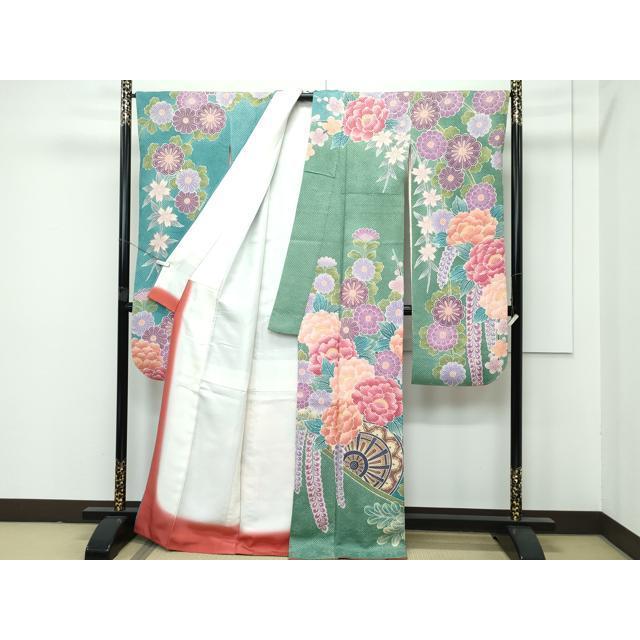 平和屋本店■極上　名門　藤娘きぬたや・総絞り　振袖　花車文　逸品　CZAA4091s5 平和屋本店□極上 名門 藤娘きぬたや・総絞り 振袖 花車文 逸品