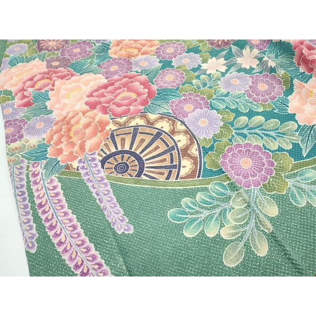 平和屋本店■極上　名門　藤娘きぬたや・総絞り　振袖　花車文　逸品　CZAA4091s5 平和屋本店□極上 名門 藤娘きぬたや・総絞り 振袖 花車文 逸品