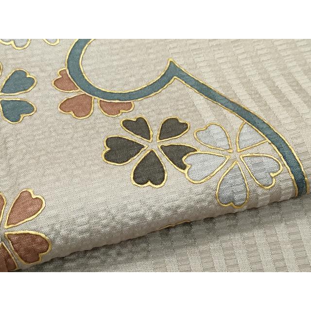 平和屋本店■極上　キモノデザイナー　斉藤上太郎　訪問着　雪輪花文　金彩　白橡色地　反端付き　逸品　未使用　CZAA4272s5 平和屋本店□極上 キモノデザイナー 斉藤上太郎 訪問着 雪輪花文 金彩