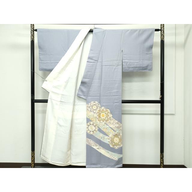 平和屋着物●極上　印傳　小紋　花兎　黒地　逸品　CZAA5101s6 平和屋着物○極上 アンティーク 大正ロマン 振袖 駒刺繍 松竹梅檜扇花