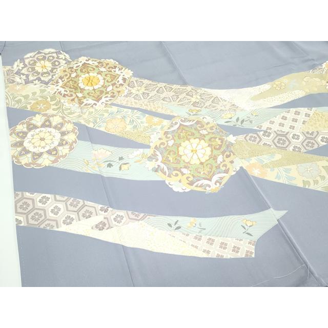 平和屋着物●極上　お召　舞花文　薄青色地　鈴乃屋扱い　逸品　未使用　DZAB3514kh6 平和屋着物○極上 創業460年・千總 色留袖 駒刺繍 正倉院熨斗花文 金彩
