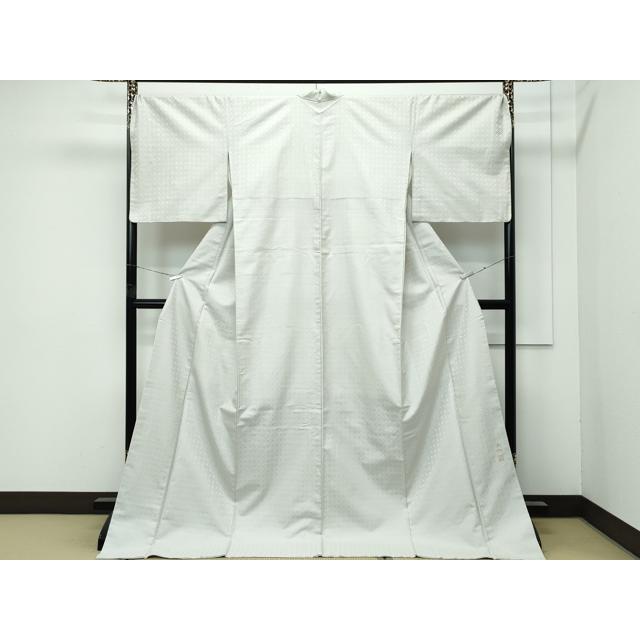 平和屋着物●極上　児島廣和　アトリエ 聖jin苑　色無地　灰白色　菱地紋　逸品　CZAA4767s6 平和屋着物○極上 児島廣和 アトリエ 聖jin苑 色無地 灰白色 菱地紋