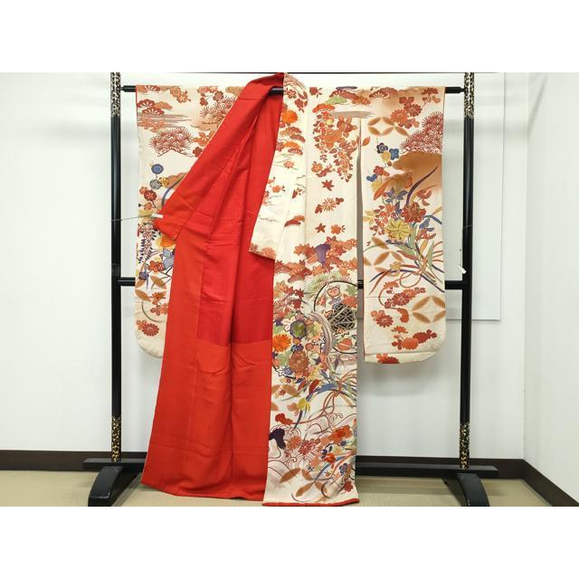 平和屋本店●極上　アンティーク　大正ロマン　振袖　駒刺繍　鼓草花文　暈し染め　金糸　逸品　CZAA4909s6 平和屋本店○極上 アンティーク 大正ロマン 振袖 駒刺繍 鼓草花文 暈し