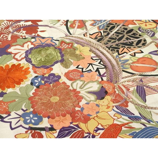 平和屋本店●極上　アンティーク　大正ロマン　振袖　駒刺繍　鼓草花文　暈し染め　金糸　逸品　CZAA4909s6 平和屋本店○極上 アンティーク 大正ロマン 振袖 駒刺繍 鼓草花文 暈し