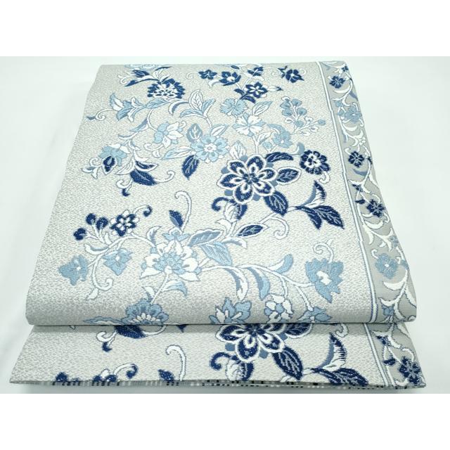 平和屋着物●極上　丸帯　花織　本藍　幾何学横段文　花唐草文　逸品　CZAA5124s6_2