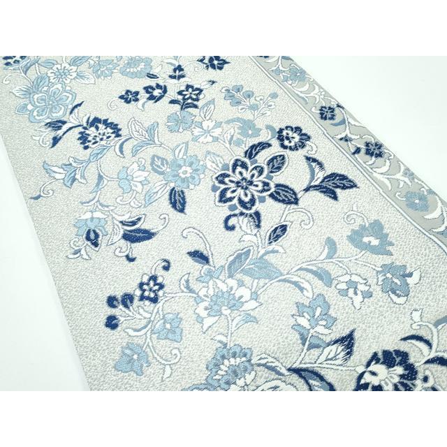 平和屋着物●極上　丸帯　花織　本藍　幾何学横段文　花唐草文　逸品　CZAA5124s6_4