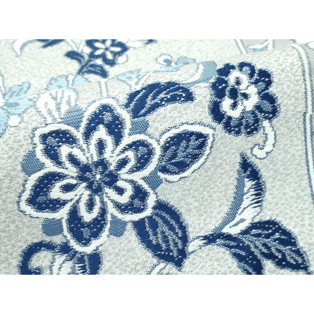平和屋着物●極上　丸帯　花織　本藍　幾何学横段文　花唐草文　逸品　CZAA5124s6_6