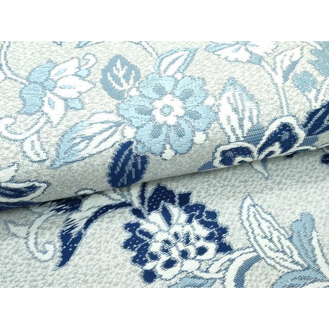 平和屋着物●極上　丸帯　花織　本藍　幾何学横段文　花唐草文　逸品　CZAA5124s6_8