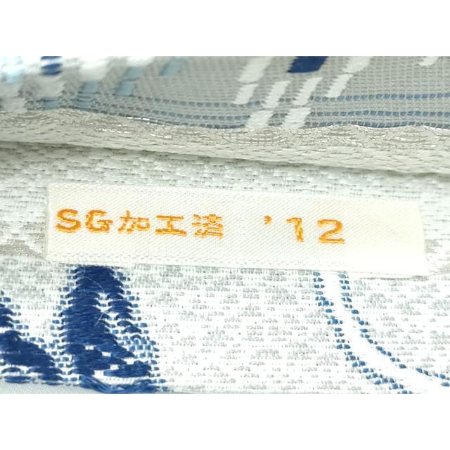 平和屋着物●極上　丸帯　花織　本藍　幾何学横段文　花唐草文　逸品　CZAA5124s6_9