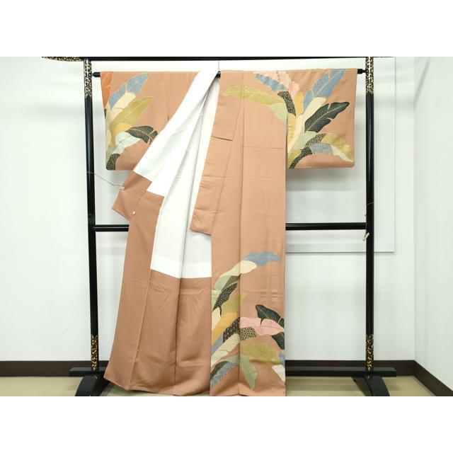 平和屋本店●極上　ジャパンオートクチュール　渡辺雪三郎　訪問着・袋帯セット　吉祥草木文　金彩　焦香色地　逸品　CZAA5222s6 平和屋本店○極上 ジャパンオートクチュール 渡辺雪三郎 訪問着・袋帯