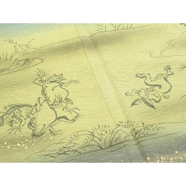 平和屋着物○極上 染色作家 佐藤修平 訪問着 胴抜き仕立て 手描き 鳥獣