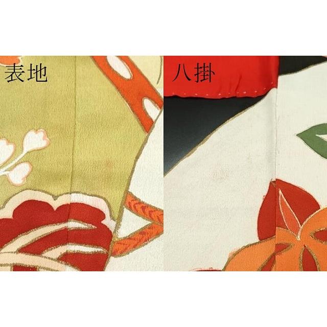 平和屋本店○極上 アンティーク 大正ロマン 振袖 駒刺繍 松竹梅扇面 