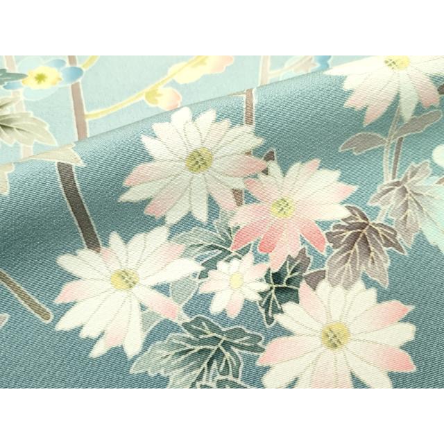 平和屋本店●極上　本加賀友禅作家　茶谷孝志　訪問着　草花文　暈し染め　青白橡色地　逸品　CZAA5408s6_5