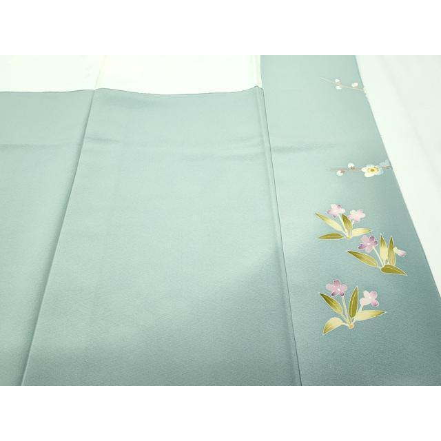 平和屋本店●極上　本加賀友禅作家　茶谷孝志　訪問着　草花文　暈し染め　青白橡色地　逸品　CZAA5408s6_8