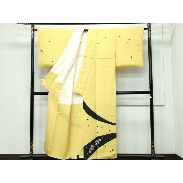 平和屋本店●極上　創業460年・千總　着物デザイナーきよ彦　訪問着　中国三大刺繍　相良刺繍　舞花文　金彩　芥子色地　逸品　CZAA5501s6_1