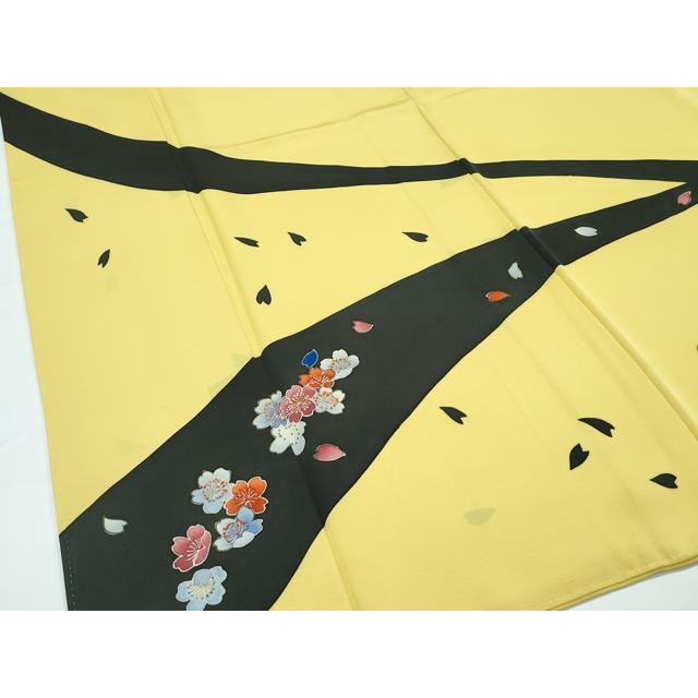 平和屋本店●極上　創業460年・千總　着物デザイナーきよ彦　訪問着　中国三大刺繍　相良刺繍　舞花文　金彩　芥子色地　逸品　CZAA5501s6_3