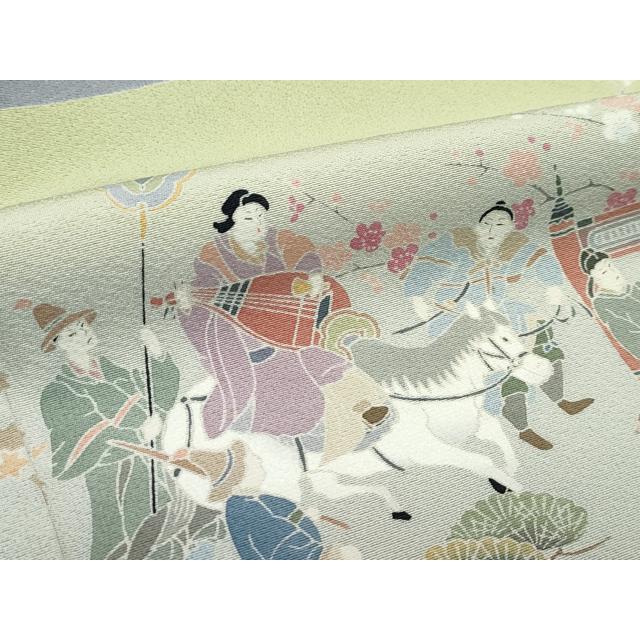 平和屋着物●極上　十日町　加賀草木友禅の第一人者　田村哲彦　訪問着　人物風景文　暈し染め　煤色地　逸品　未使用　CZAA5505s6