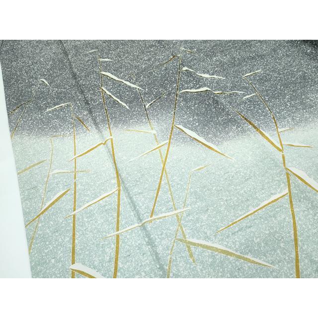 平和屋着物●極上 石川県指定無形文化財 牛首紬 白山工房 手織 現代の名工 京友禅 村田道宣 訪問着 雪持ち枝葉文 たたき染 逸品 CZAA5549s6