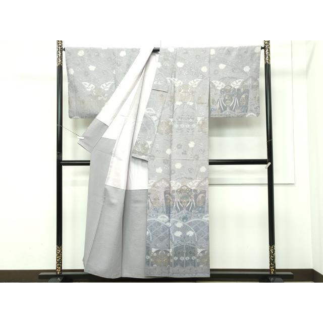 平和屋本店●極上　訪問着　総刺繍　中国三大刺繍　スワトウ相良刺繍　鳳凰花唐草文　利休白茶色地　金糸　逸品　CZAA5582s6_1