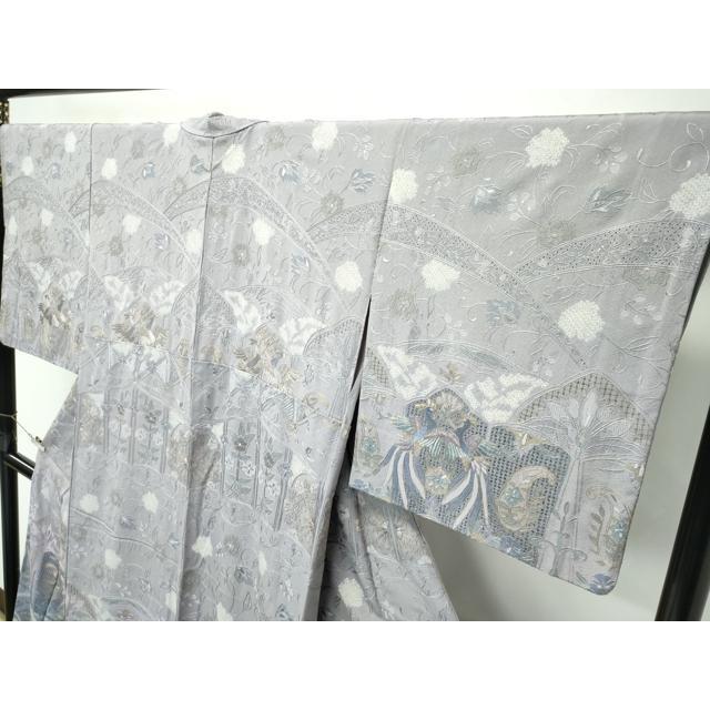 平和屋本店●極上　訪問着　総刺繍　中国三大刺繍　スワトウ相良刺繍　鳳凰花唐草文　利休白茶色地　金糸　逸品　CZAA5582s6_2