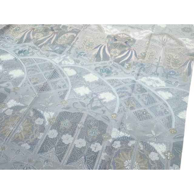 平和屋本店●極上　訪問着　総刺繍　中国三大刺繍　スワトウ相良刺繍　鳳凰花唐草文　利休白茶色地　金糸　逸品　CZAA5582s6_6