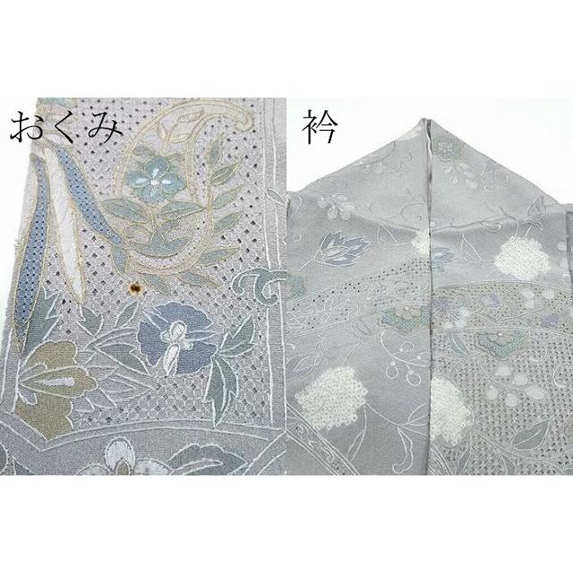 平和屋本店●極上　訪問着　総刺繍　中国三大刺繍　スワトウ相良刺繍　鳳凰花唐草文　利休白茶色地　金糸　逸品　CZAA5582s6_9