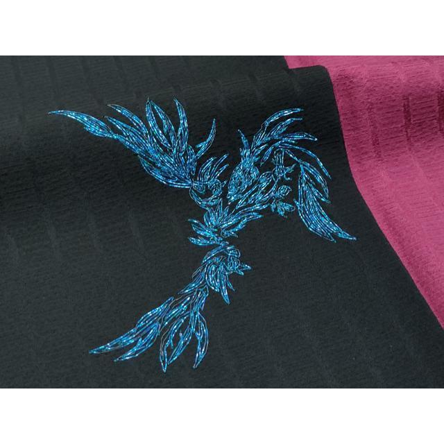 平和屋本店●極上　前田仁仙　仁仙更紗　訪問着　駒刺繍　BiueSaphire　暈し染め　黒地　健勝苑扱い　反端付き　逸品　未使用　CZAA5646s6_5