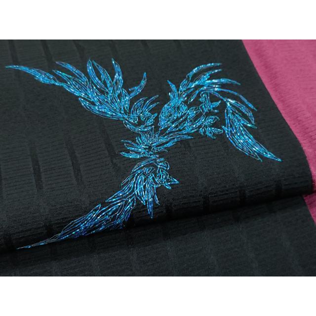 平和屋本店●極上　前田仁仙　仁仙更紗　訪問着　駒刺繍　BiueSaphire　暈し染め　黒地　健勝苑扱い　反端付き　逸品　未使用　CZAA5646s6_6