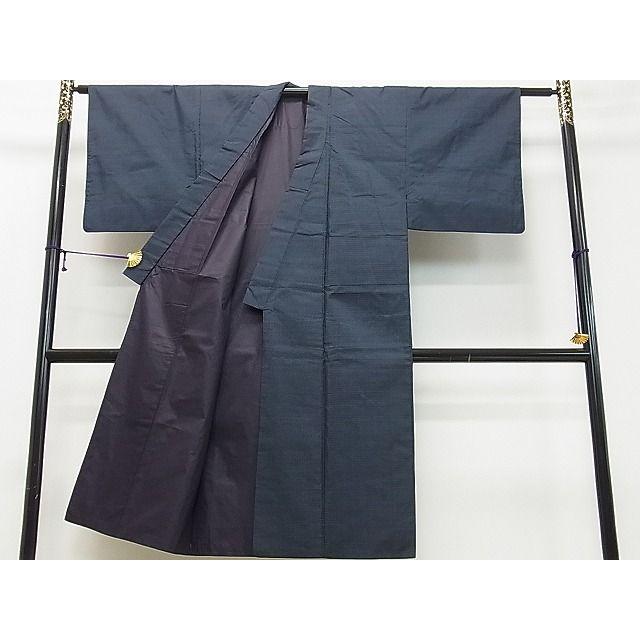 平和屋本店■極上　男性　訪問着　単衣　紬地　名物裂間道　黒地　逸品　DZAB0813kh5 平和屋本店□極上 男性 訪問着 単衣 紬地 名物裂間道 黒地 逸品