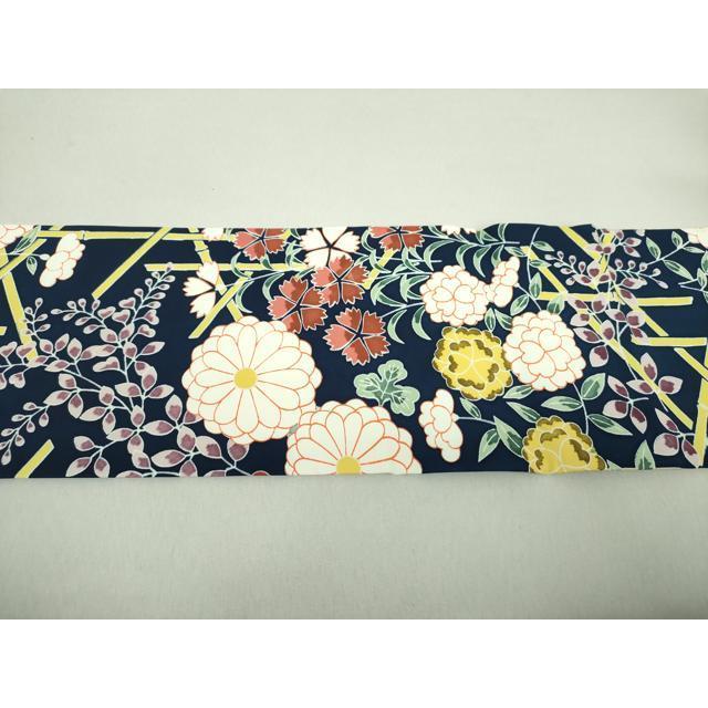 ◆779◆全通柄　袋帯　竹に秋草　亀甲花菱文　和柄　正絹　着物帯　和装 ◇779◇全通柄 袋帯 竹に秋草 亀甲花菱文 和柄 正絹