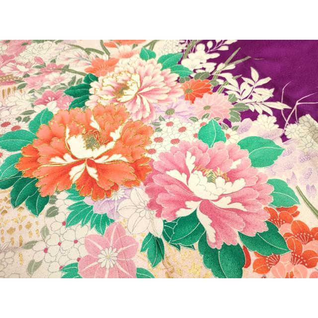 七五三 着物 7歳 女の子 着物フルセット ねじり梅 赤 四つ身セット