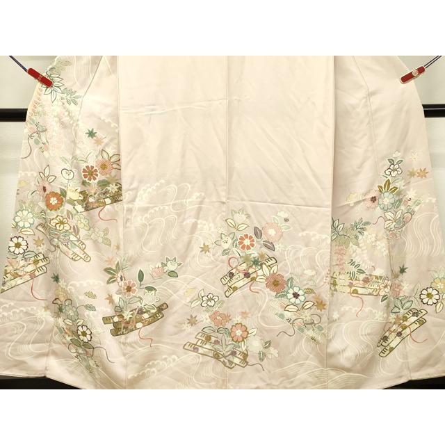 平和屋着物●訪問着　駒刺繍　立波花筏文　暈し染め　金彩　正絹　逸品　DABB9690du 平和屋着物○訪問着 駒刺繍 立波花筏文 金彩 正絹 逸品 DAAS2165tw