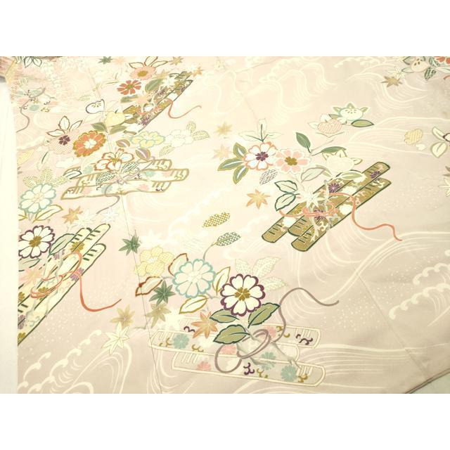 平和屋着物●訪問着　駒刺繍　立波花筏文　暈し染め　金彩　正絹　逸品　DABB9690du 平和屋着物○訪問着 駒刺繍 立波花筏文 金彩 正絹 逸品 DAAS2165tw