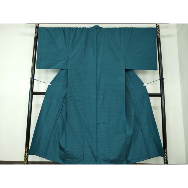 平和屋着物○男性 紬 アンサンブル 色無地 濃藍色 正絹 逸品 CABD0070ut