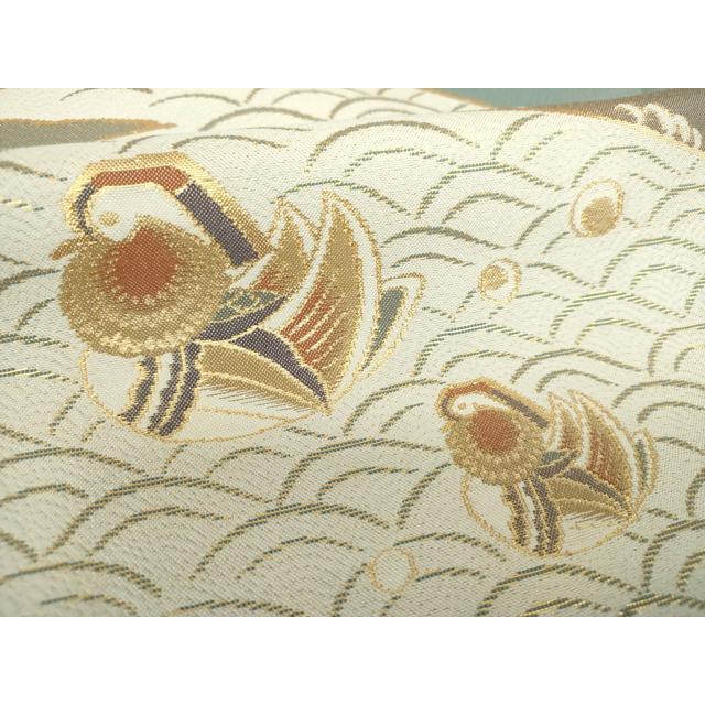 袋帯 全通 洒落袋 格子 栗皮染 綾羅 袋帯 全通 洒落袋 格子 栗皮染 綾羅