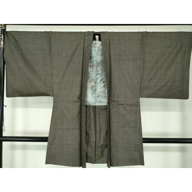 平和屋着物□極上 男性 本場大島紬 アンサンブル 長羽織 100亀甲 総詰め 濃 