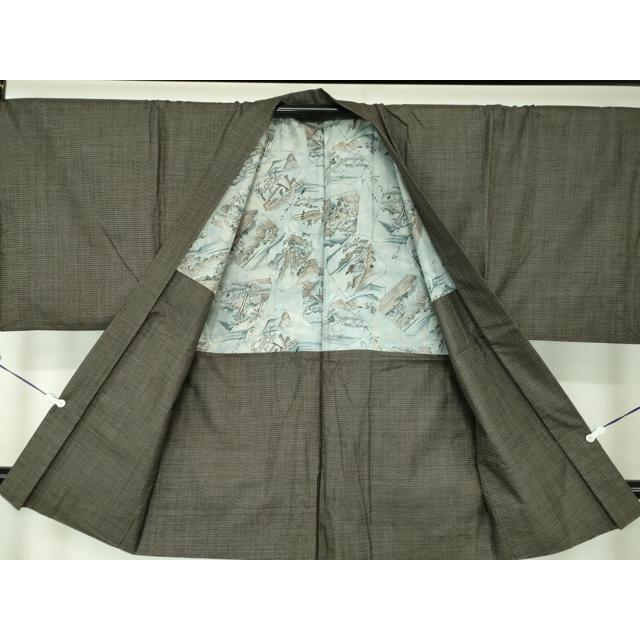 平和屋着物□極上 男性 本場大島紬 アンサンブル 長羽織 100亀甲 総詰め 錆 