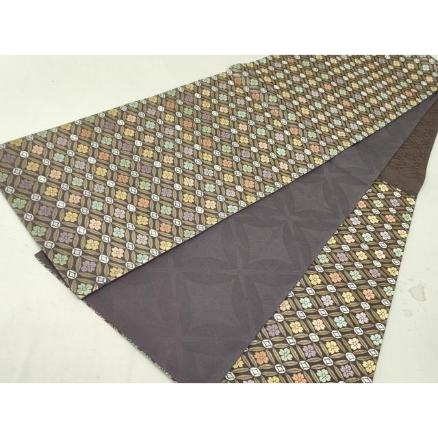 袋帯 貴綬織宝文 蜀江文 七宝繋ぎ 天井格子文 金糸 正絹 六通 Q1031 袋帯 貴綬織宝文 蜀江文 七宝繋ぎ 天井格子文 金糸 正絹 六