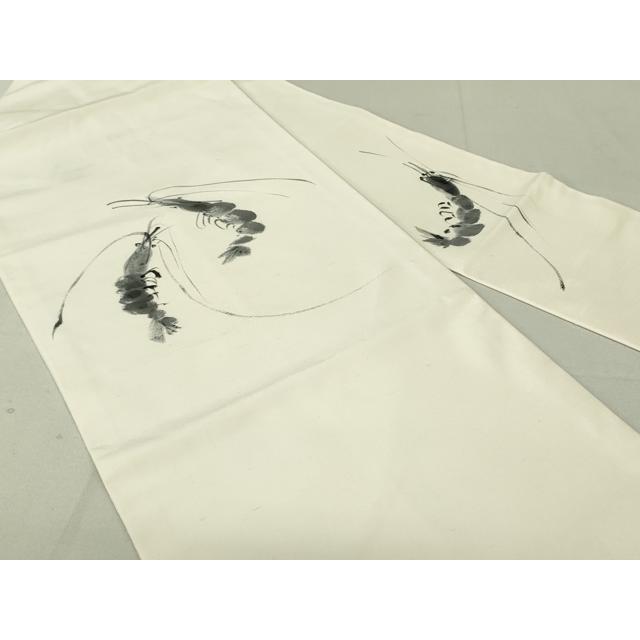 平和屋着物○九寸名古屋帯 手描き 和紙 紬地 風景文 正絹 逸品