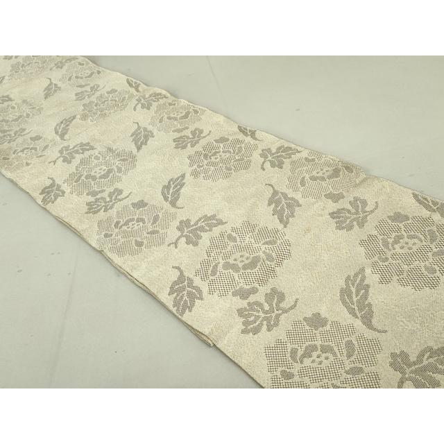 平和屋着物●爪掻き本綴れ　八寸名古屋帯　流水草花文　金糸　正絹　逸品　DAAX5770cm 平和屋着物○爪掻き本綴れ 八寸名古屋帯 草花文 金糸 正絹 逸品