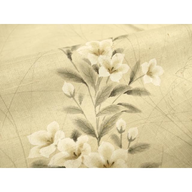 平和屋着物▽訪問着　単衣　紬地　作家物　草花文　手描き　金彩　正絹　逸品　DAAT9341az 平和屋着物▽訪問着 単衣 紬地 作家物 草花文 手描き 金彩 正絹 逸品