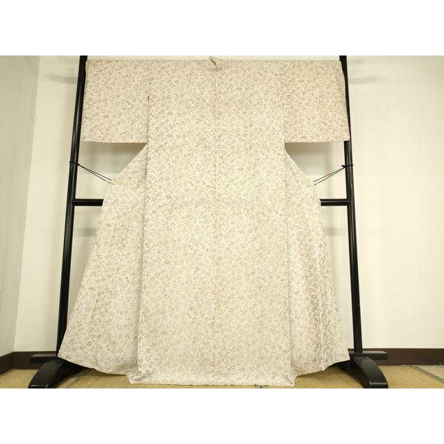 平和屋着物▽上質なお召 単衣 草花文 やまと誂製 正絹 逸品 DAAT9533az
