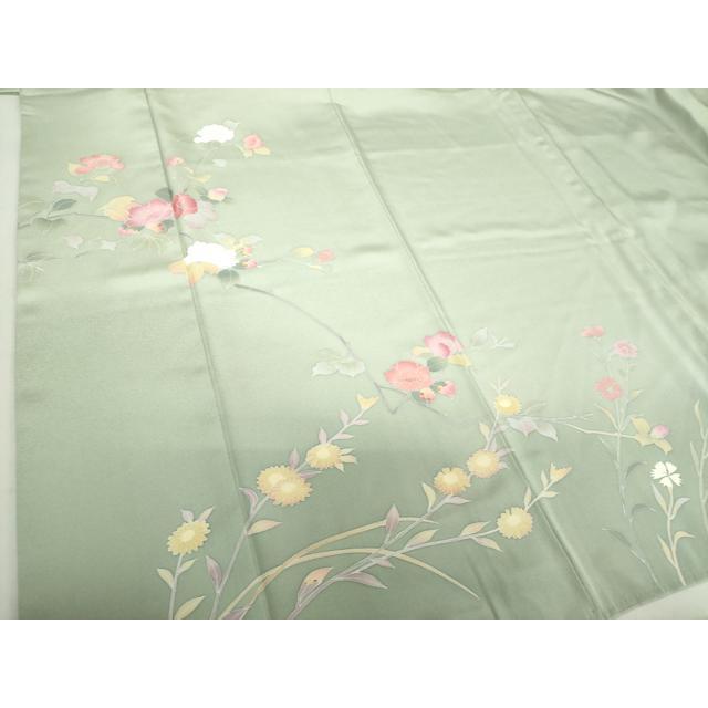 平和屋着物●京加賀友禅　百貫達雄　訪問着　枝花文　正絹　逸品　AABF9148cs 平和屋着物○京加賀友禅 百貫達雄 訪問着 枝花文 正絹 逸品 AABF9148cs