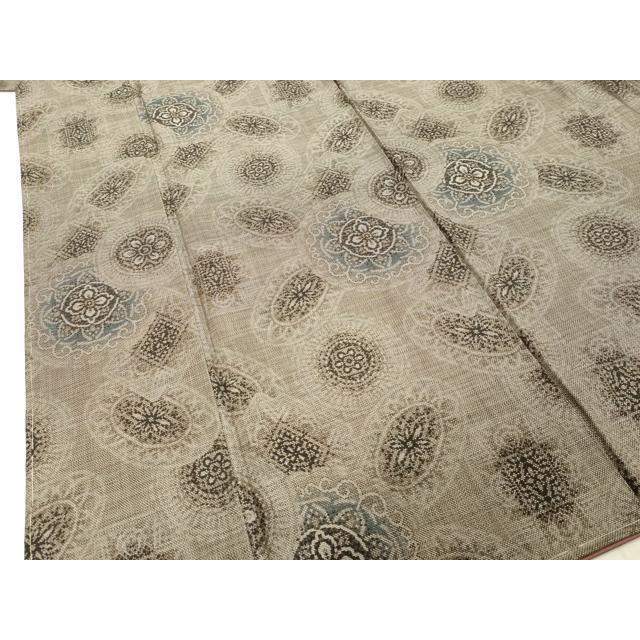 平和屋着物○本場大島紬 9マルキ 古代染色純泥染 花絵皿文