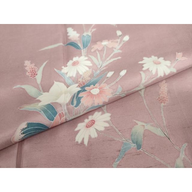 平和屋着物○訪問着 友禅 作家物 白山紬 草花文 大丸扱い 正絹 逸品 未