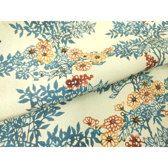 平和屋着物▽上質な小紋 単衣 作家物 藍 型染 草花文