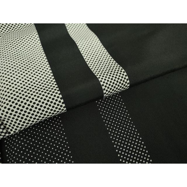 平和屋着物▽小紋　単衣　間道　黒地　洗える着物　未使用　DAAV5735az