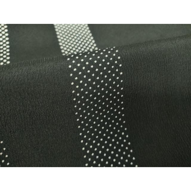 平和屋着物▽小紋　単衣　間道　黒地　洗える着物　未使用　DAAV5735az