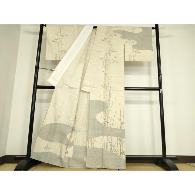 平和屋着物▽訪問着　単衣　生紬　霞枝花文　正絹　逸品　DAAV5791az 平和屋着物▽訪問着 単衣 生紬 霞枝花文 正絹 逸品 DAAV5791az : 平和