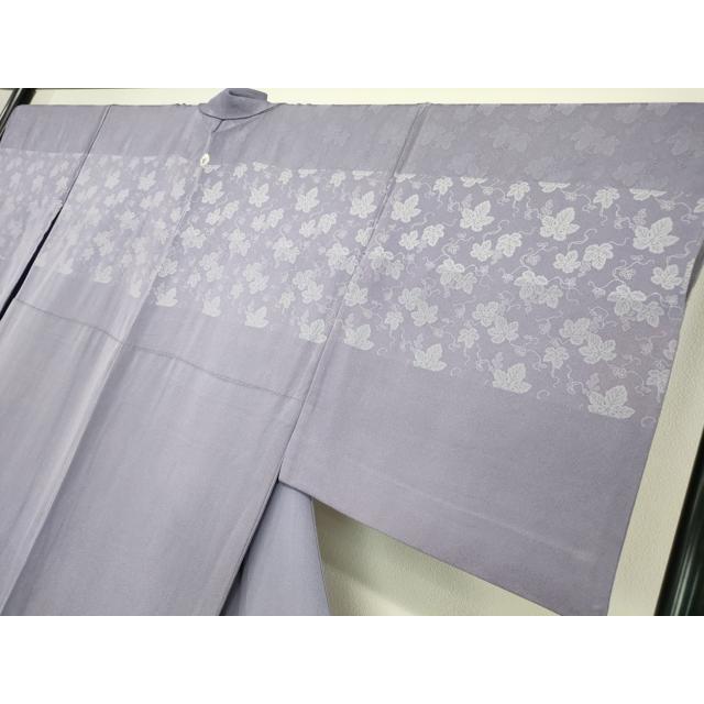 平和屋着物▽訪問着 単衣 お召地 葡萄蔦の葉文 正絹 逸品 DAAV5925az